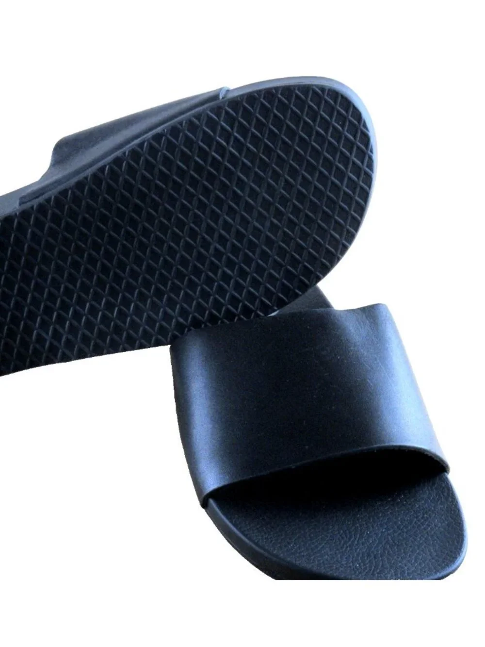 Vans Women's Decon Leather Slide Sandal Casual Slip On Shoe Black Size 7 New